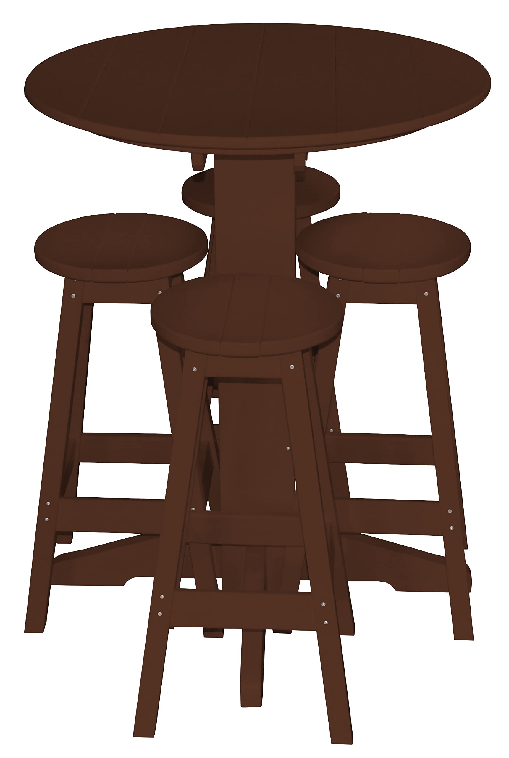 Durable 33-inch Round Poly Lumber Bar Table in Tudor Brown - Perfect for Outdoor Patio, Deck, or Poolside Dining | Furniture Barn USA