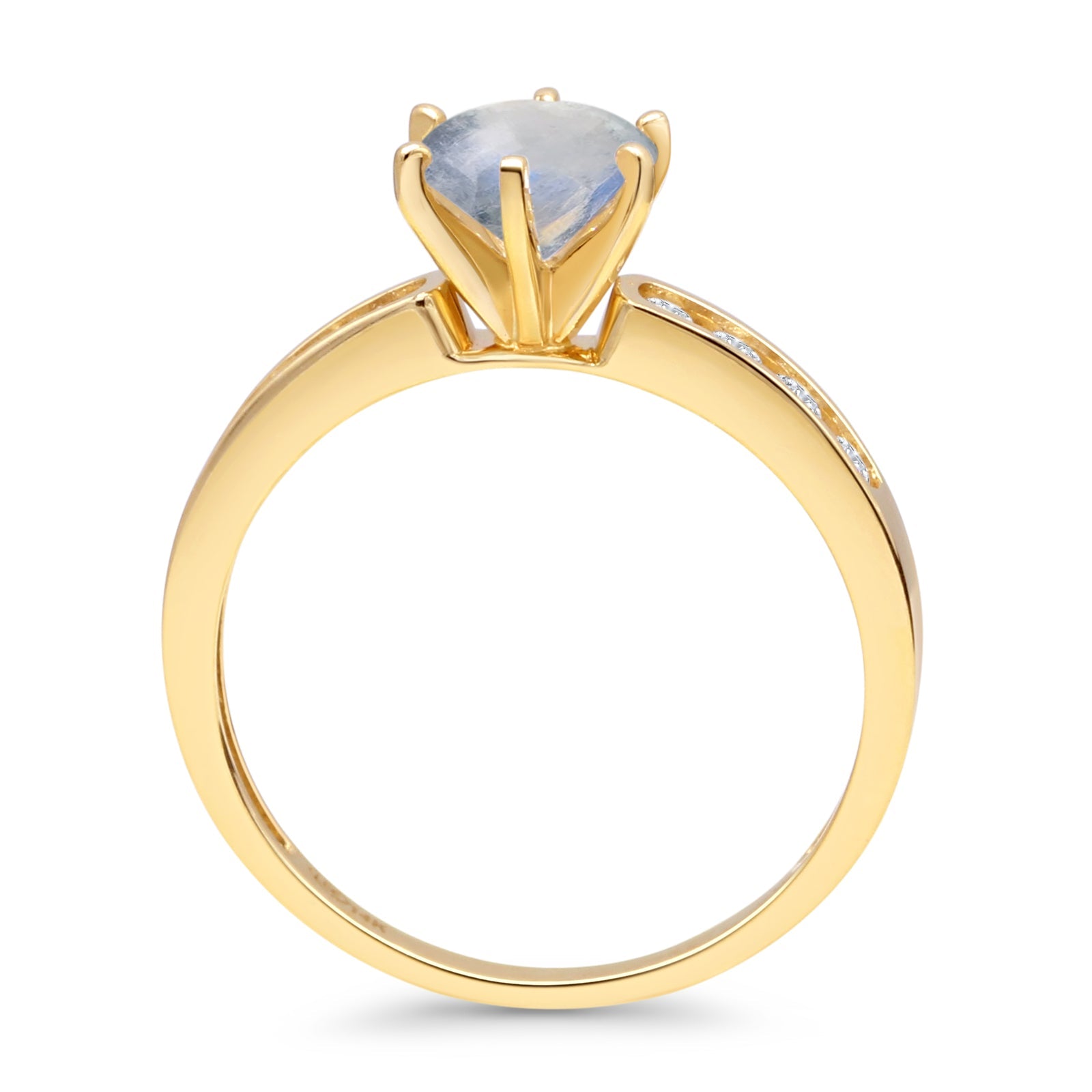 14K Yellow Gold Round Natural Moonstone Cathedral Ring for Women | Elegant Vintage Wedding, Engagement & Party Jewelry Gift