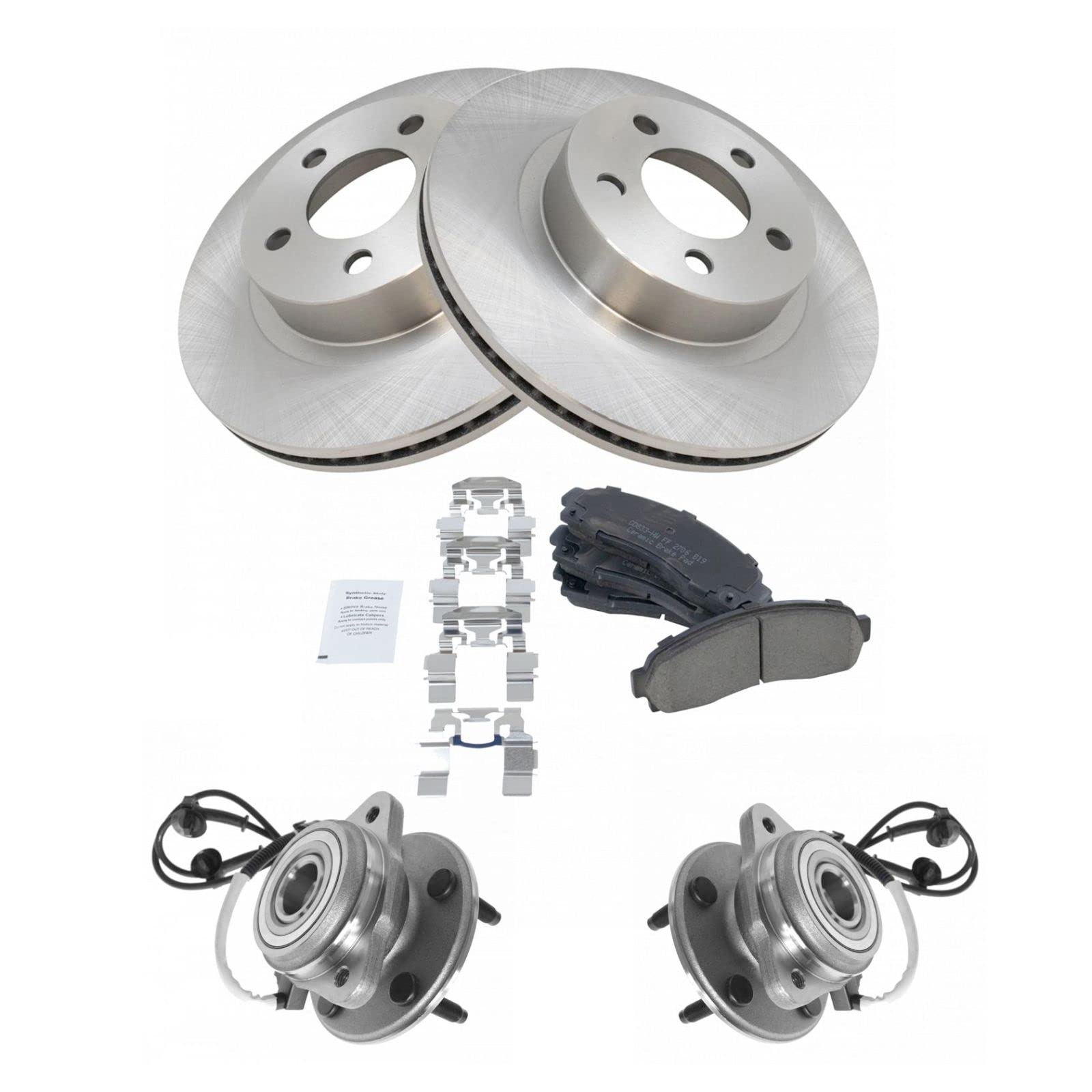 High-Performance Front Brake Pad & Rotor Kit - Ceramic Brake Pads & Rotors with Wheel Hub Bearing Assembly - Compatible with 2001-2002 Ford Explorer Sport - Perfect for Smooth Stopping & Enhanced Safety on Highways or Mountain Roads