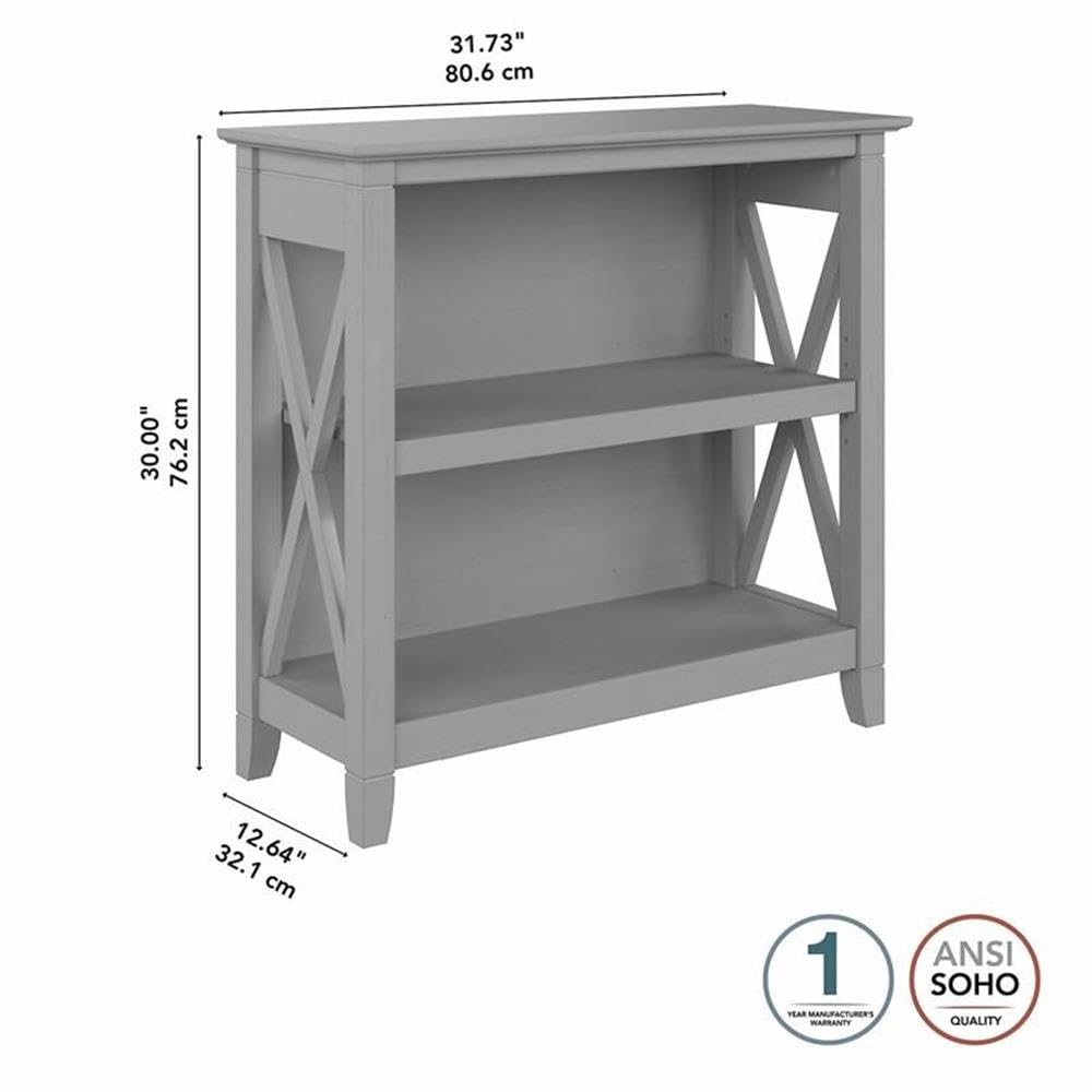 UrbanPro Small 2 Shelf Bookcase in Cape Cod Gray - Engineered Wood Book Shelf for Living Room, Bedroom, Office - Compact Storage Solution for Books, Decor & Essentials