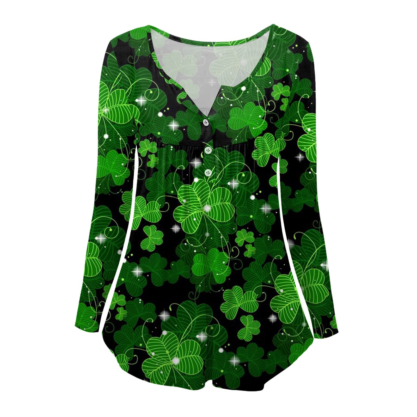 St. Patrick's Day Shirts for Women - Long Sleeve Fashion Casual Printed T-Shirts - Perfect for Irish Festivals, Pub Crawls & Holiday Celebrations