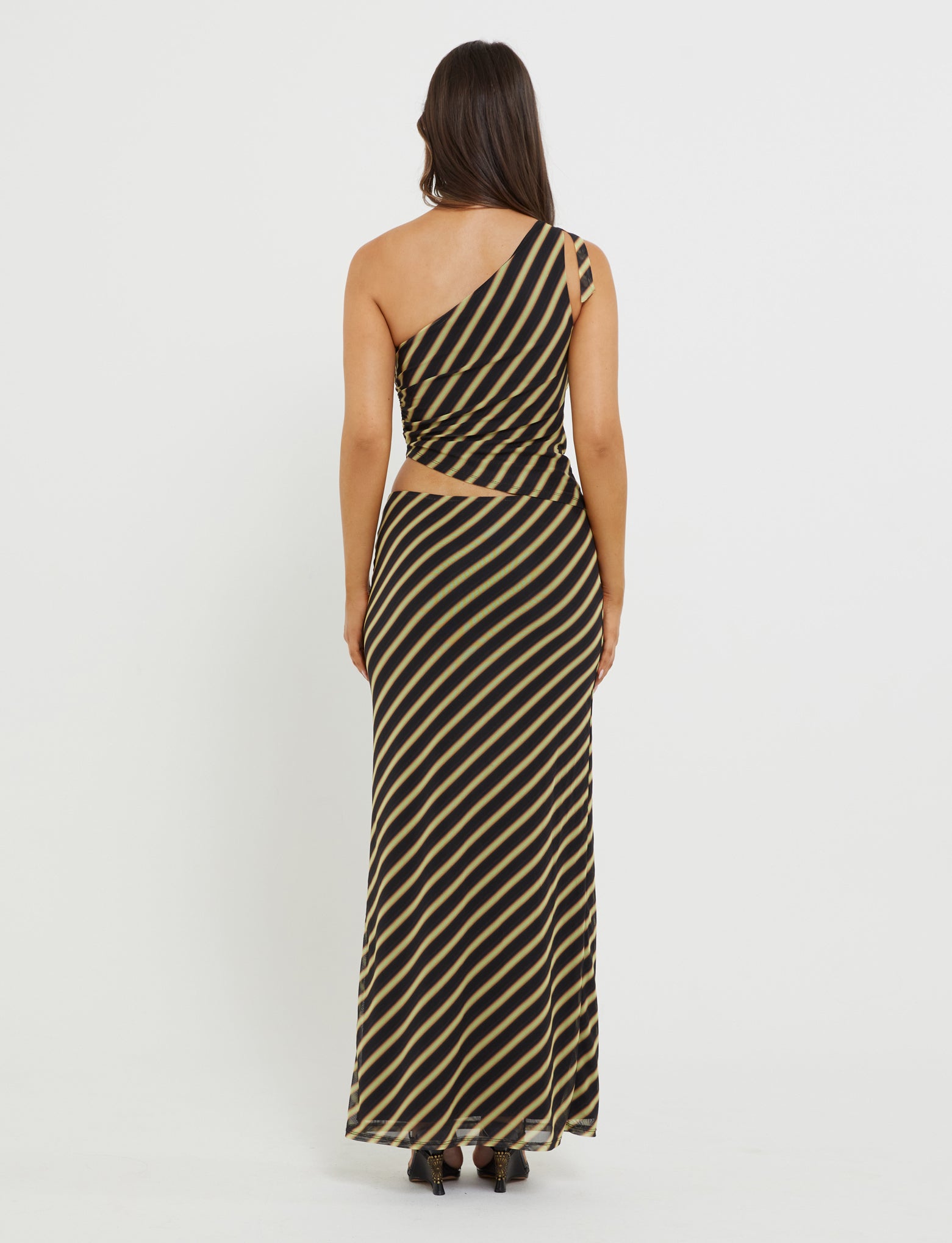 Deanna Maxi Skirt - Multi-Stripe Brown Floral Print | Women's Boho Summer Beach Skirt for Vacation & Casual Outfits