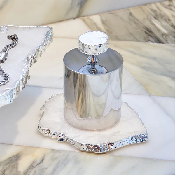 Premium Kivita Crystal & Silver Coasters Set of 2 - Elegant Drink Coasters for Wine Glasses, Coffee Cups & Home Decor - Perfect for Dinner Parties, Weddings & Housewarming Gifts