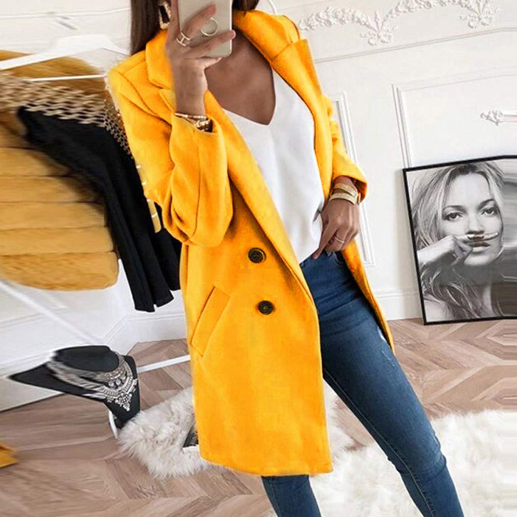Elegant Women's Wool Blend Slim Long Coat - Warm Winter Outerwear for Office, Dating & Formal Occasions