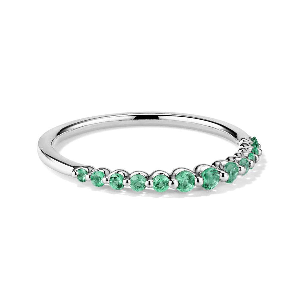 Lab Grown Emerald Gemstone Ring - 14K Gold Graduated Stacking Ring Set for Women | Perfect for Engagement, Anniversary & Everyday Elegance
