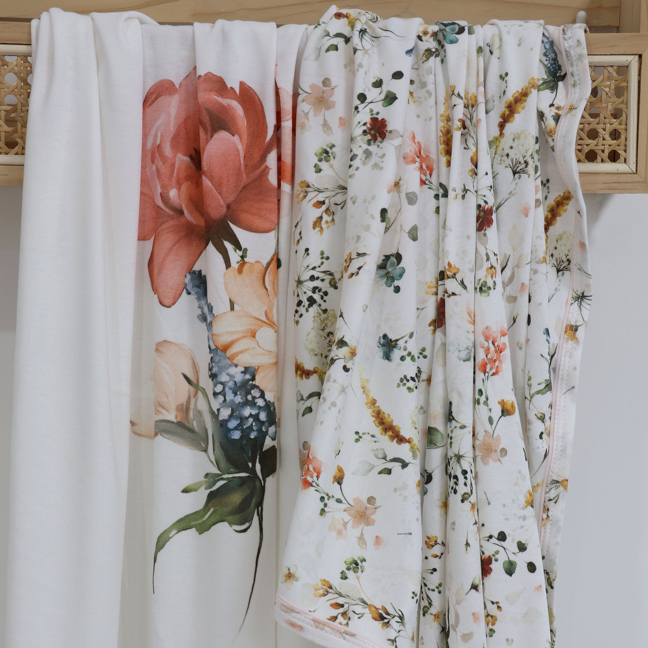Peonies Bamboo 2-Pack Jersey Wraps - Soft & Breathable Hair Towel Wrap for Women - Perfect for Post-Shower, Salon, Spa & Home Hair Care