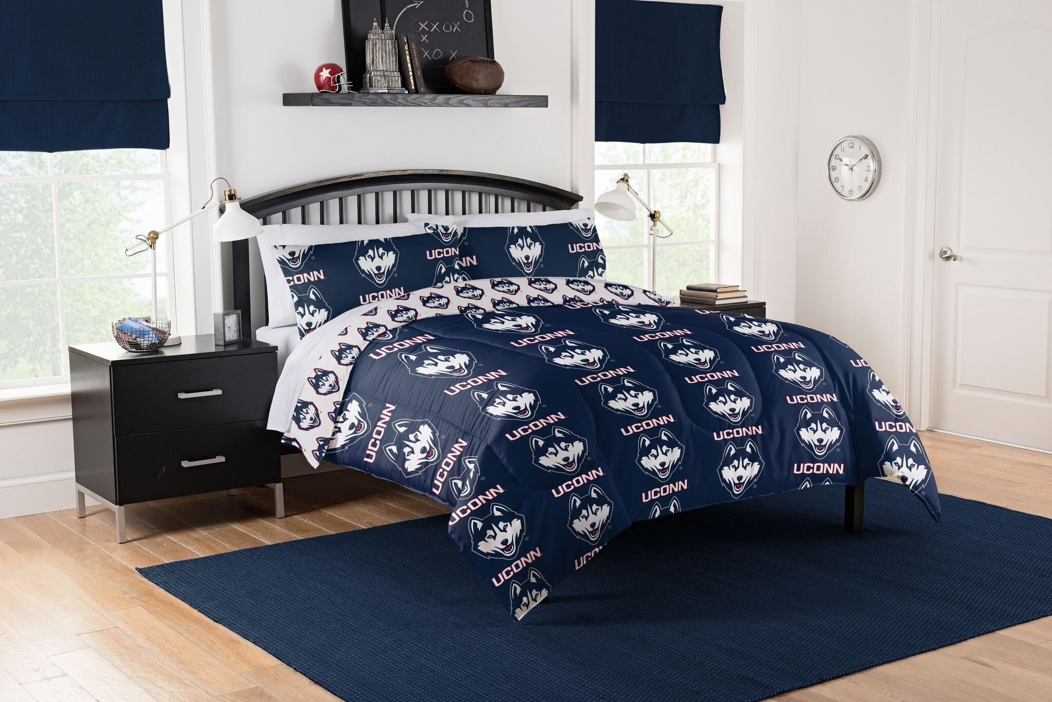 Northwest NCAA Unisex Rotary Queen Bed in a Bag Set - 7-Piece Comforter Set with Pillow Shams for College Dorm Room Decor & Home Bedding