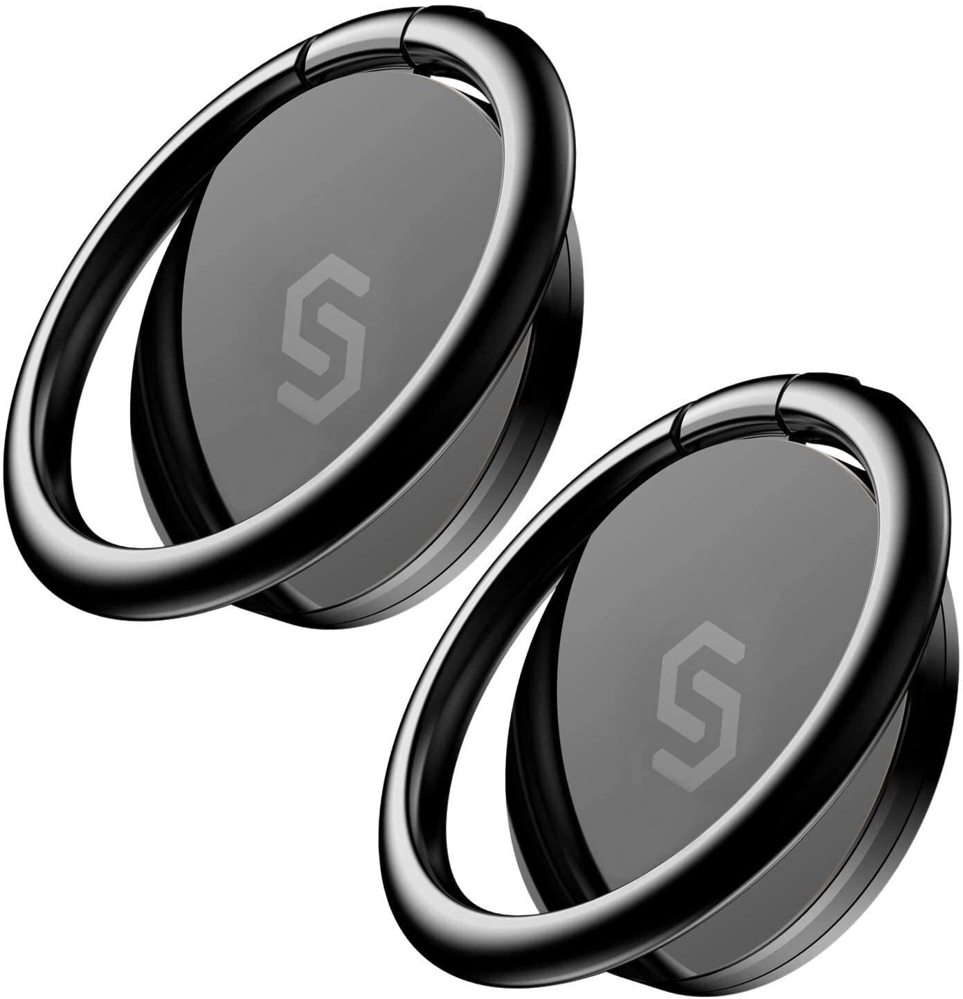 360° Adjustable PU HUAI ZHAI Phone Ring Holder - Universal Finger Grip Stand for iPhone, Samsung, Huawei, LG, Sony & All Smartphones (Black) - Perfect for One-Hand Use, Selfies & Secure Grip While Commuting