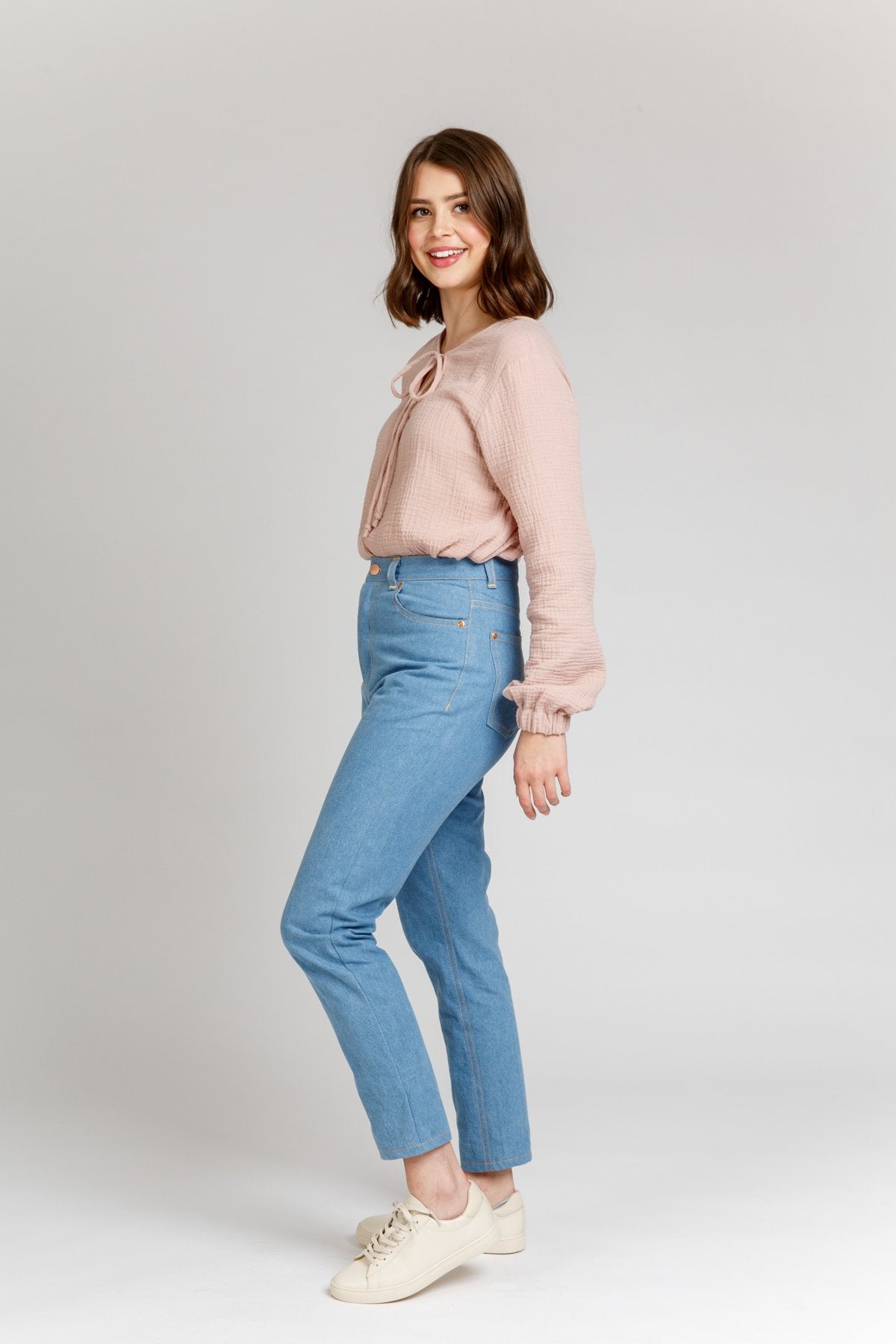 Megan Nielsen Dawn Jeans - High Waist Stretch Denim Pants for Women | Perfect for Casual Wear, Office & Everyday Outfits