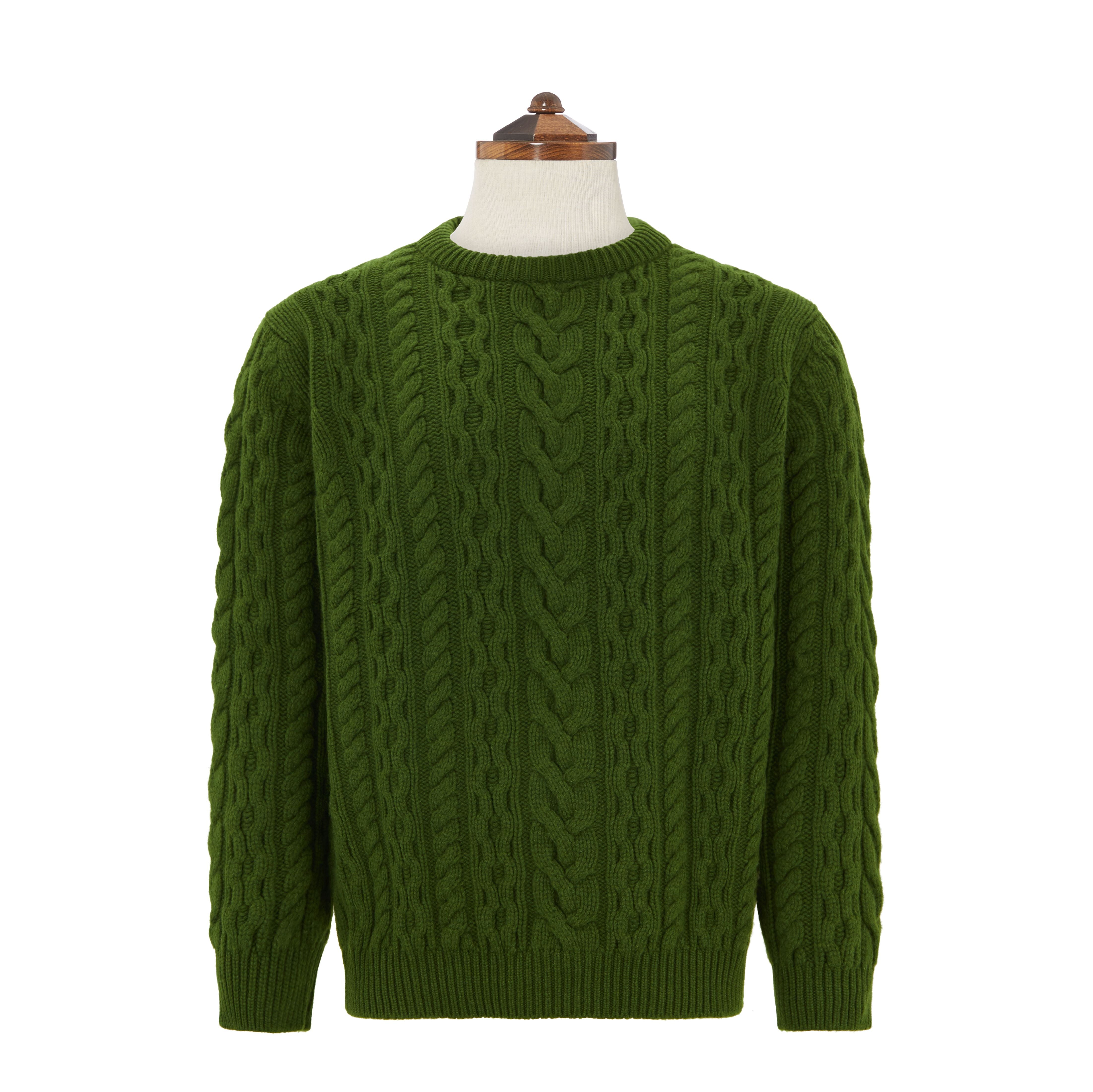 Kylan Green Cashmere Cable Knit Crew Neck Sweater for Women - Soft & Warm Winter Pullover for Casual Outfits & Office Wear