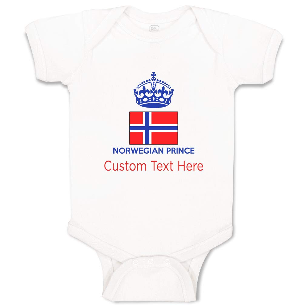 Custom Norwegian Prince Crown Baby Bodysuit - Funny Cotton Baby Clothes for Boys & Girls - Perfect for Birthday Parties, Photo Shoots & Special Occasions
