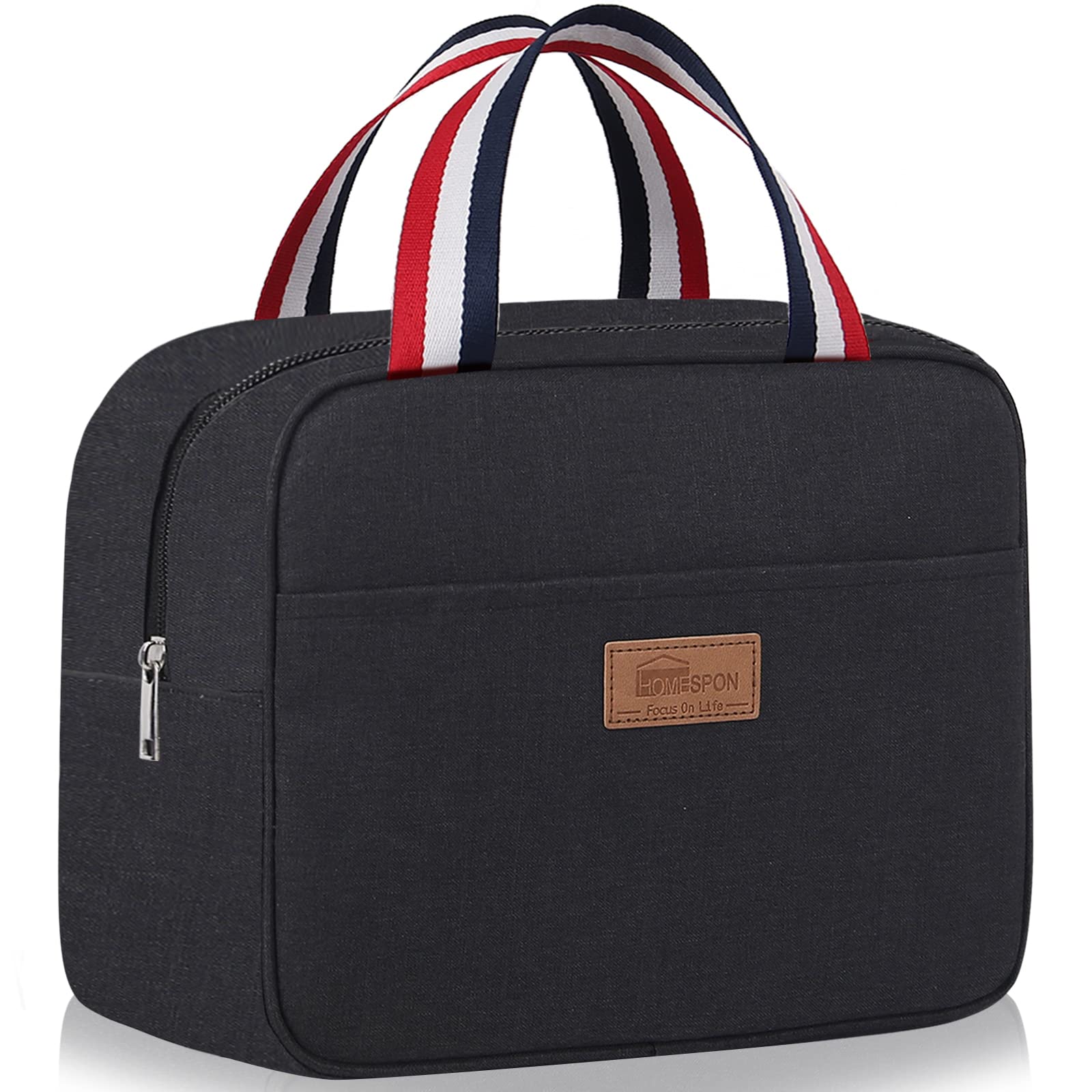 Insulated Lunch Bag for Women & Men - HOMESPON Reusable Cooler Tote, Waterproof Lunch Box Container for Work, School & Picnics | Black