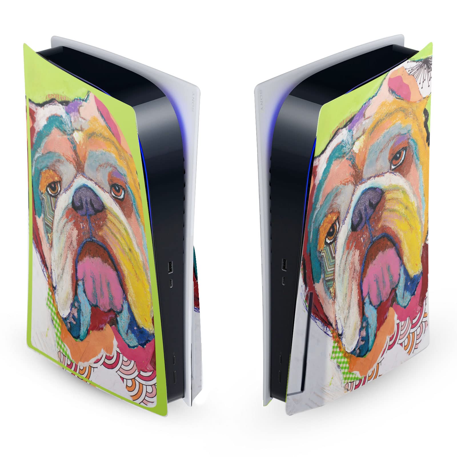 PS5 Disc Edition Skin - Michel Keck Bulldog Art Vinyl Decal for Gaming Setup