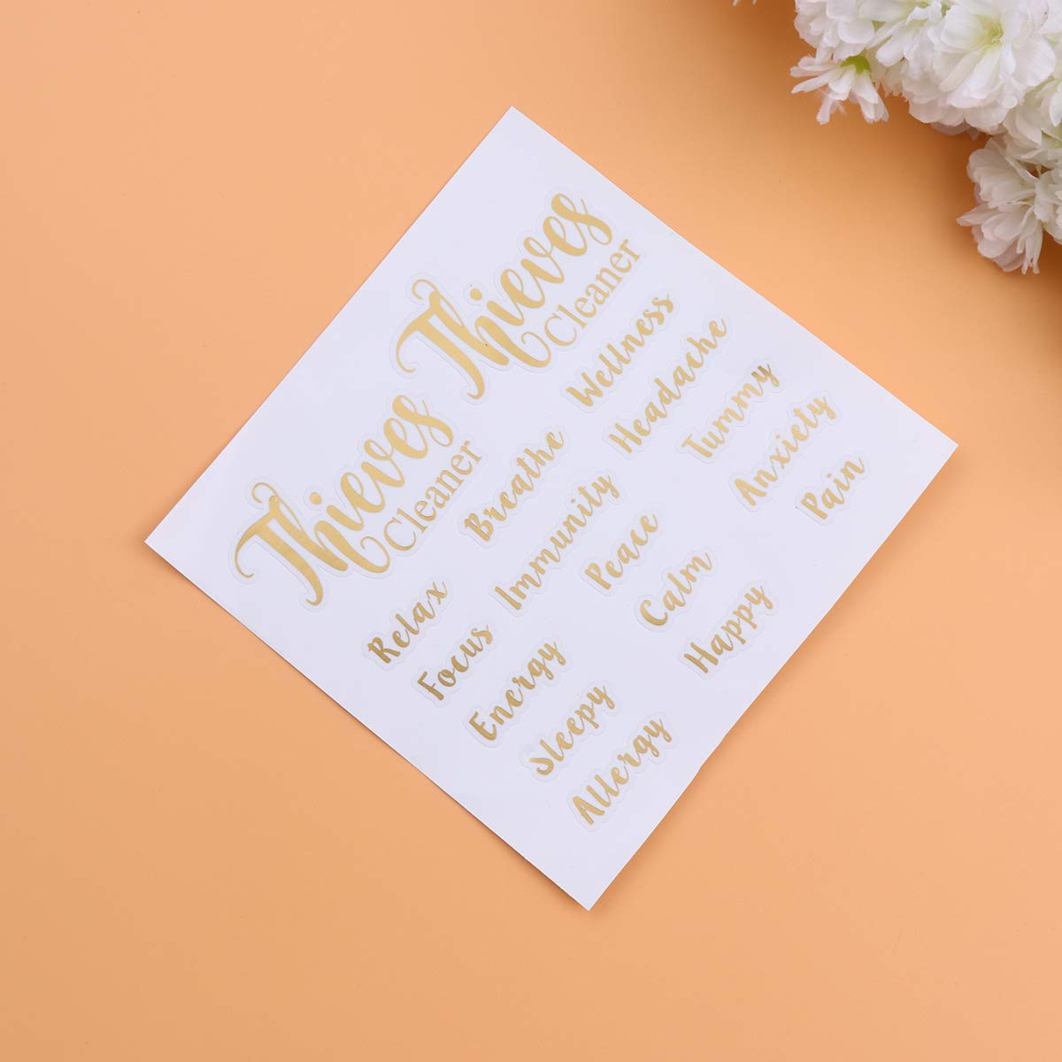 5 Sheets Gold Essential Oil Labels - Waterproof Vinyl Stickers for Roller Bottles, Food Containers & Travel Decor | Perfect for DIY, Organizing & Aromatherapy