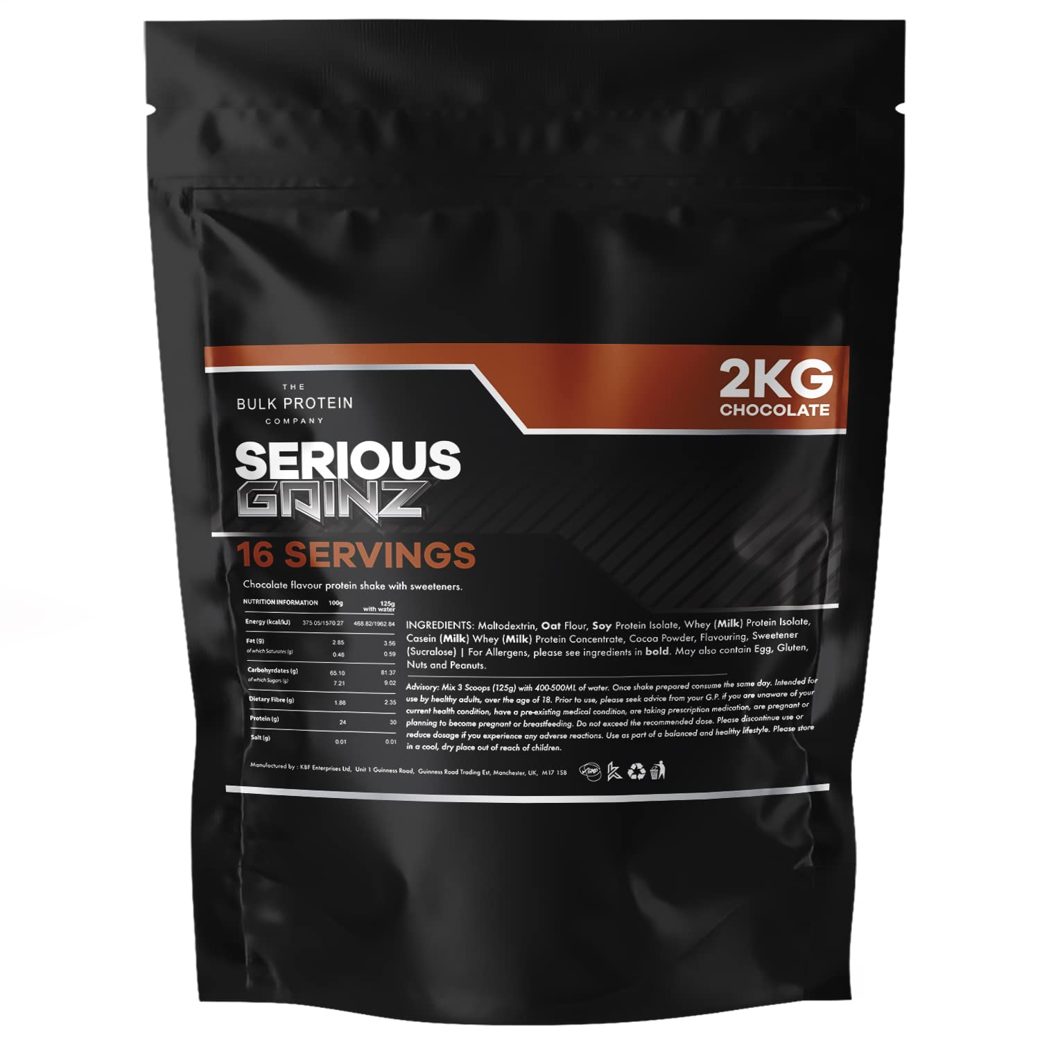 Serious Gainz 2kg Whey Protein Powder - Weight Gain & Muscle Mass Gainer Supplement - 30g Protein per Serving - Chocolate Flavor (2kg) for Bodybuilding, Post-Workout Recovery & Fitness Nutrition