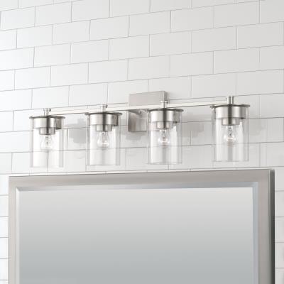 Dawson Brushed Nickel Vanity Light - Modern Bathroom Wall Sconce with Clear Glass Shades, Perfect for Makeup Vanity, Dressing Room & Powder Room Lighting