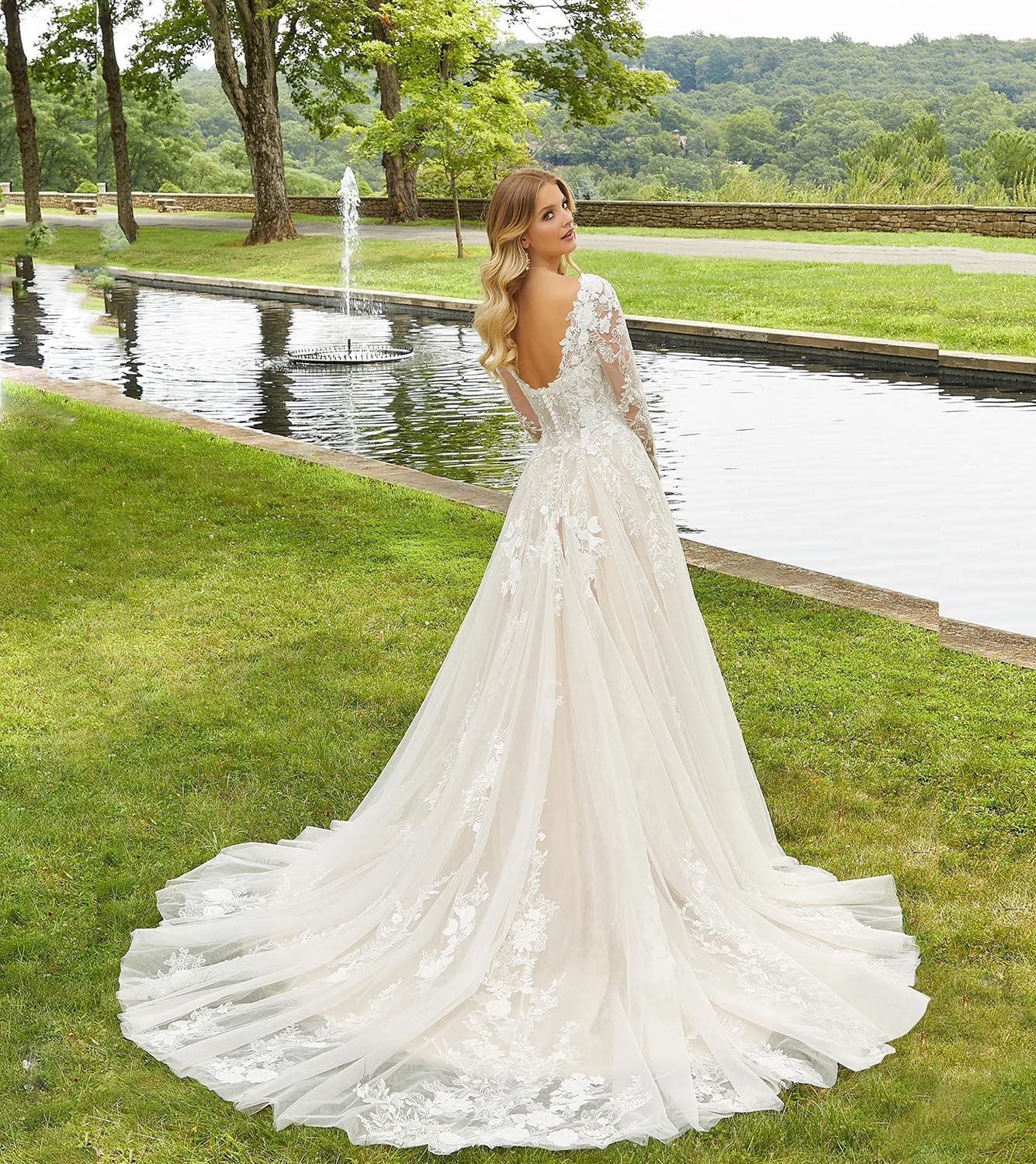 Elegant Lace Applique Wedding Dresses for Bride 2023 | Long Boho Beach Bridal Gowns | MA35 | Perfect for Beach Weddings, Outdoor Ceremonies & Boho-Chic Bridal Style