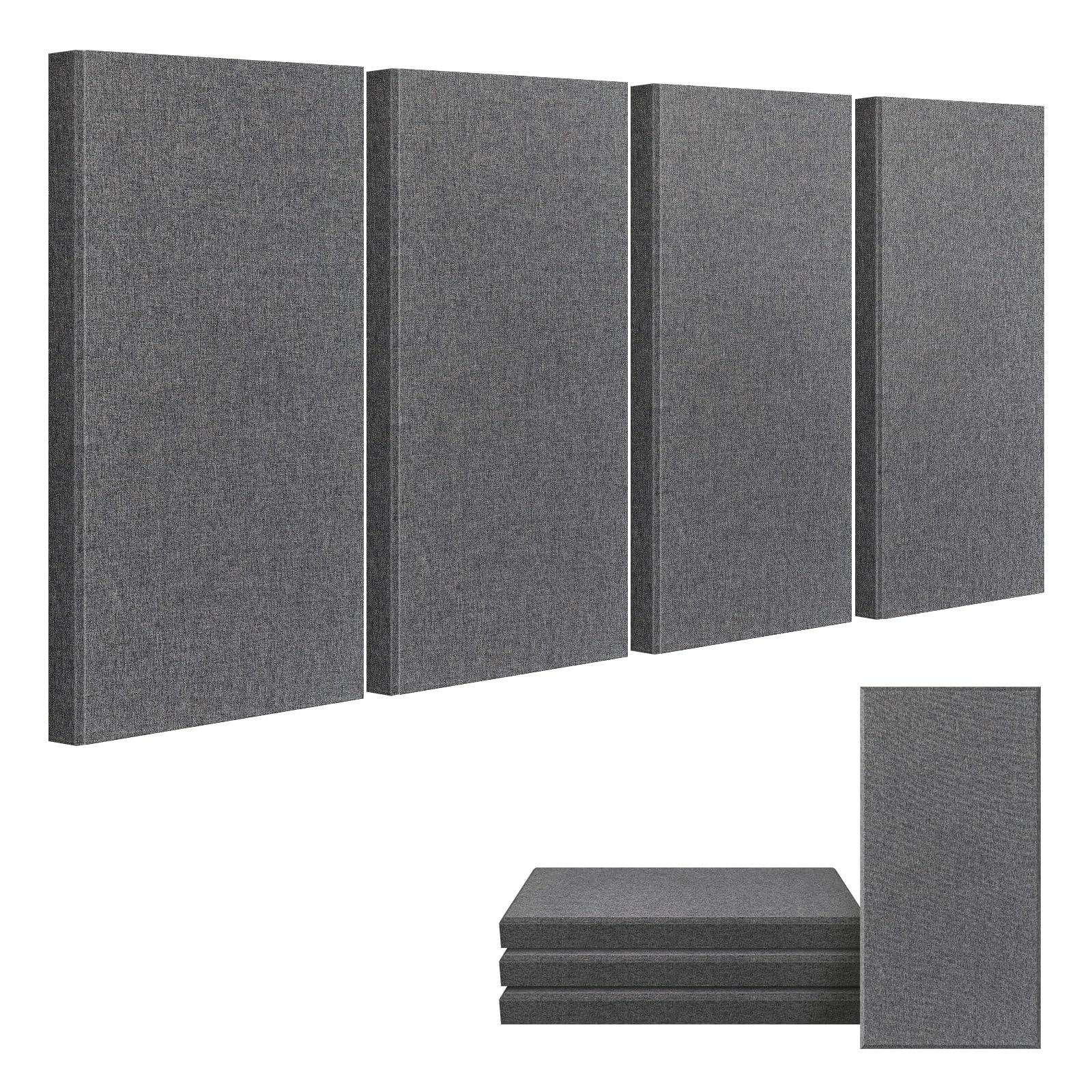 UMIACOUSTICS 4 Pack Acoustic Panels - Fiberglass Soundproof Wall Panels with Self-Adhesive Backing for Noise Reduction in Home Studio, Office & Theater (Heather Gray) | Perfect for Podcasting, Music Recording & Home Theater Sound Treatment