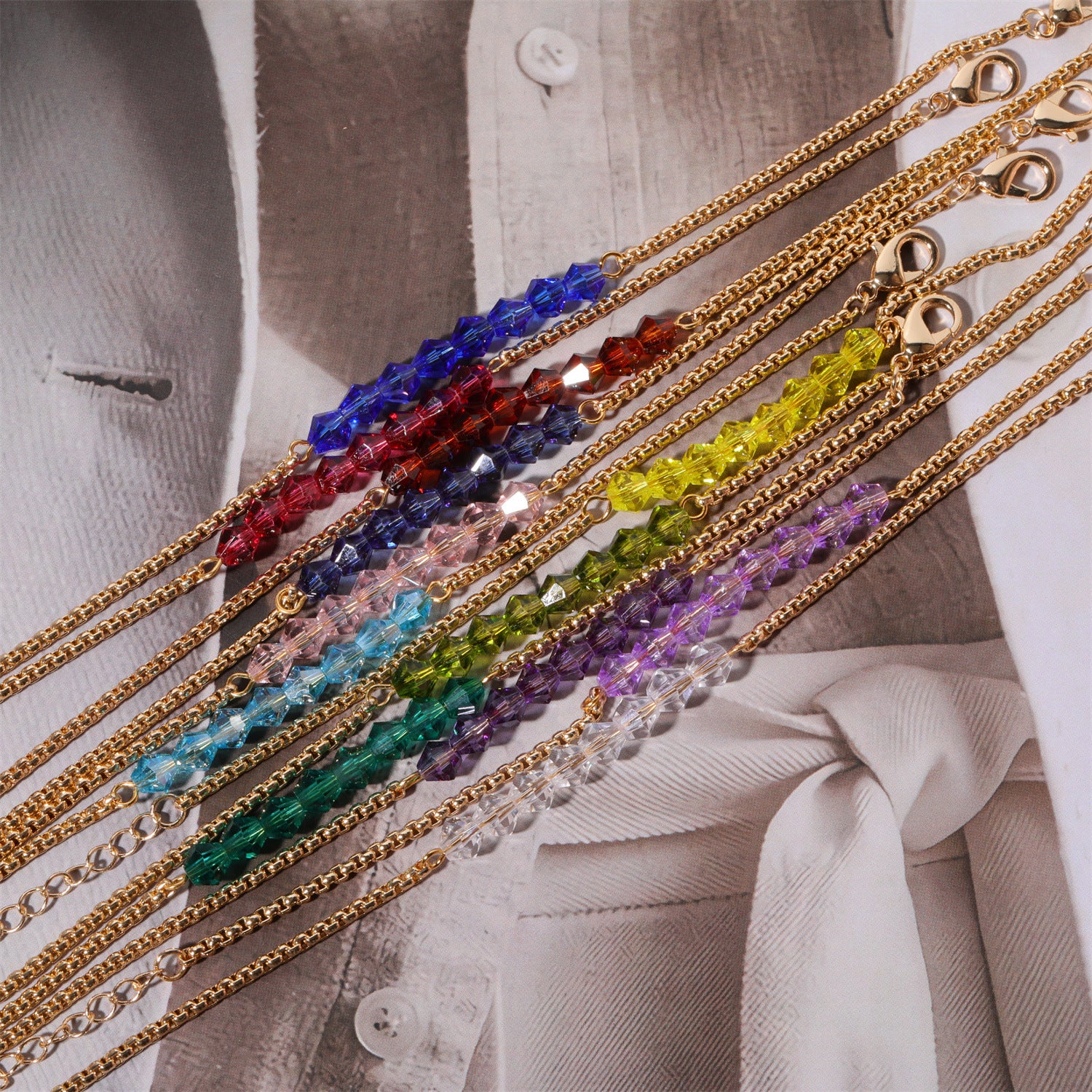 18K Gold Birthstone Beads Chain Bracelet - Personalized Zodiac Jewelry Gift for Women | HSB602 | Perfect for Birthdays, Anniversaries & Special Occasions