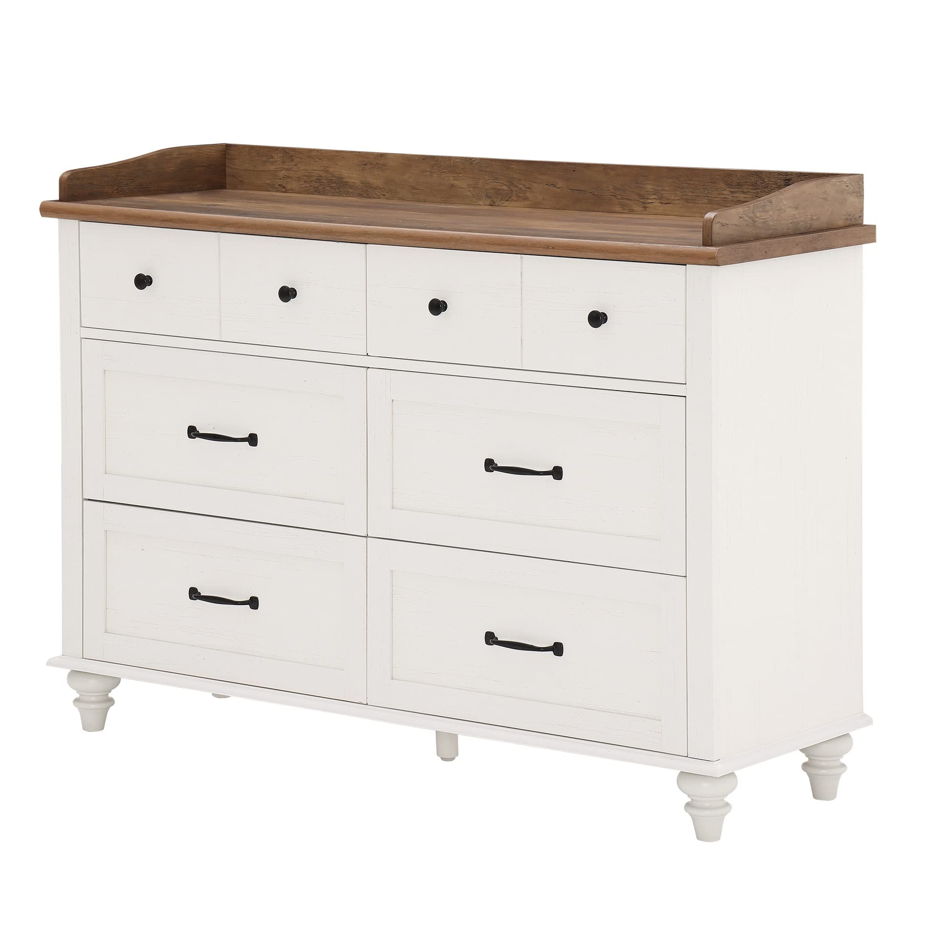 WAMPAT 6-Drawer Wooden Dresser for Bedroom & Nursery - Mid-Century Modern Storage Organizer