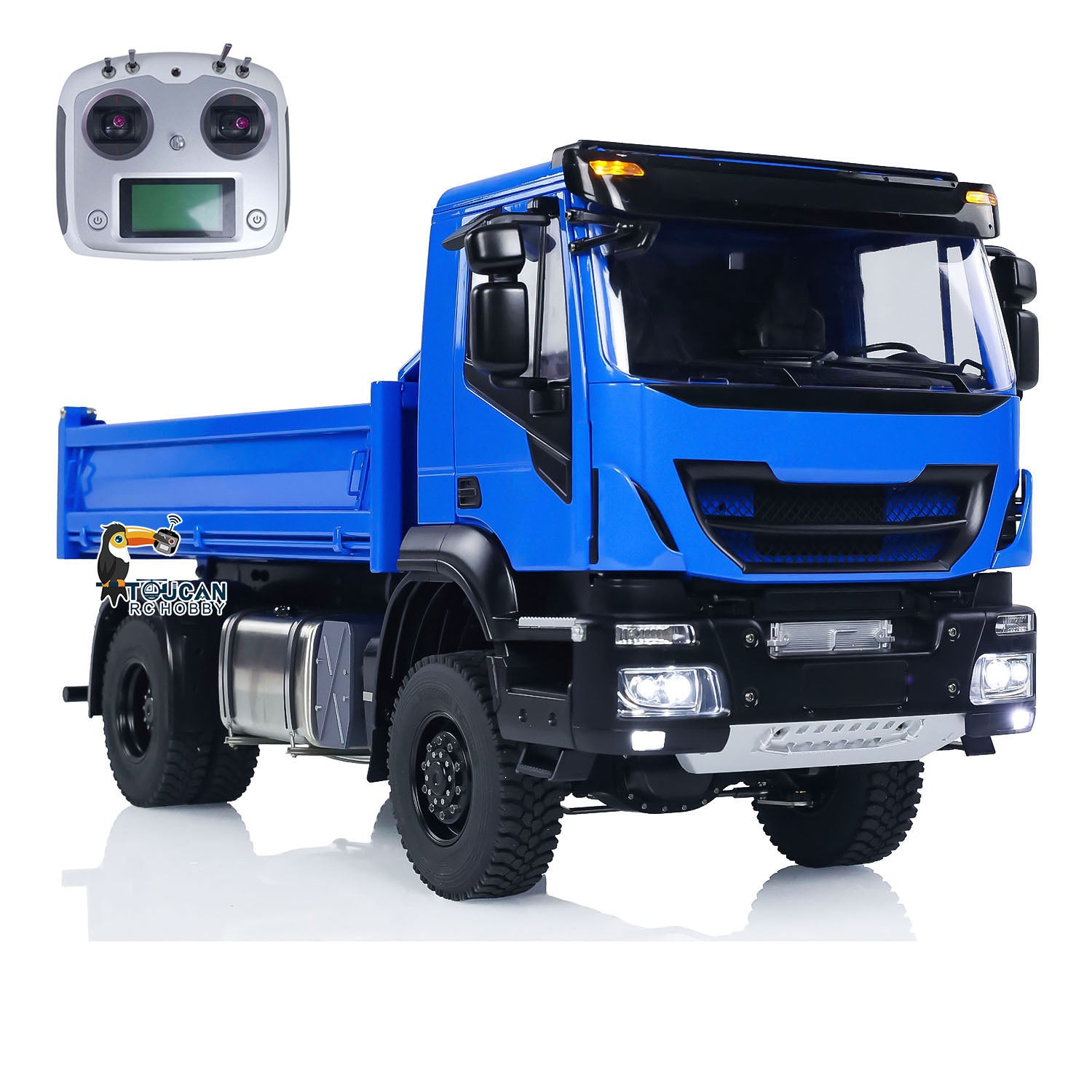 1/14 Scale 4x4 Metal RC Hydraulic Dump Truck - Custom Radio Controlled Tipper Car with FlySky I6S Remote - Fully Assembled & Painted Simulation Model for Construction Site Play & Off-Road Adventure