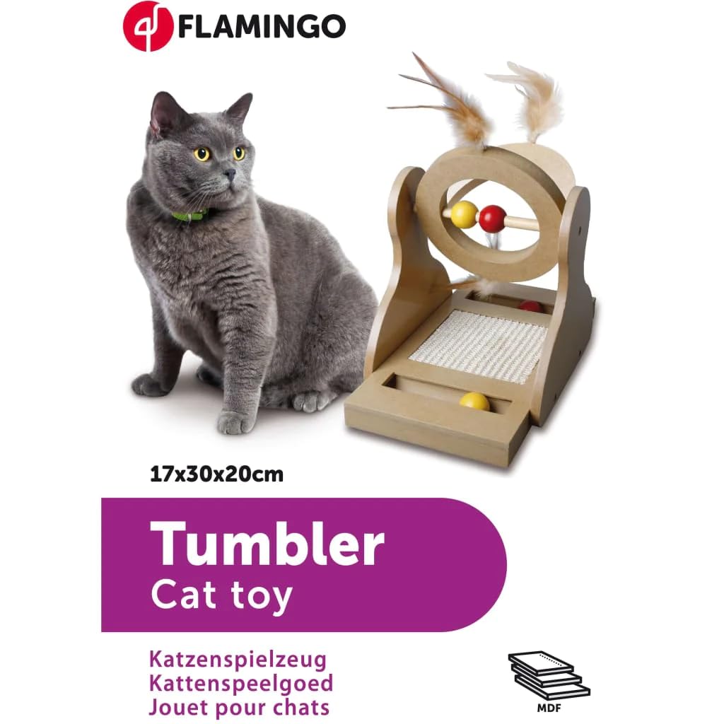 Premium Flamingo-Shaped Wooden Cat Scratching Toy - Natural Wood Cat Scratcher for Indoor Cats - Perfect for Playtime & Furniture Protection