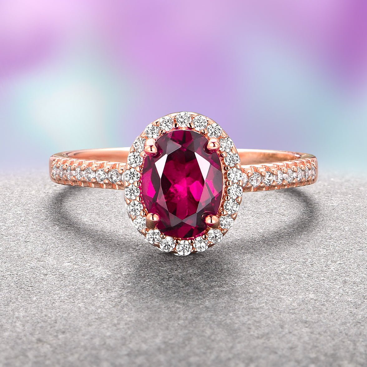 14K Rose Gold Vermeil Iris Oval Ruby Ring for Women - Elegant Jewelry Gift for Valentine's Day, Anniversary & Special Occasions