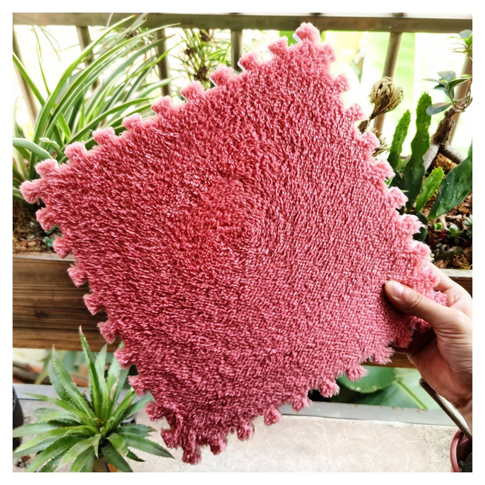 10-Piece Thick Plush Foam Interlocking Floor Mats, Soft Non-Slip Puzzle Playmat for Kids & Toddlers - 24x24 Inch Light Red Square Foam Tiles with Borders - Perfect for Nursery, Playroom, Gym & Home Floor Protection