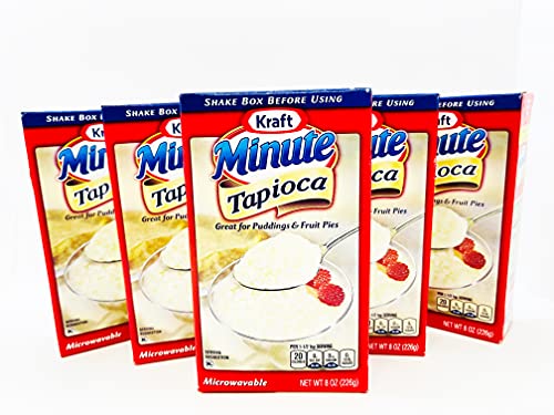 Kraft Minute Tapioca 8oz (Pack of 5) - Quick Cooking Pudding Mix for Delicious Homemade Puddings, Fruit Pies & Desserts - Perfect for Baking, Family Gatherings & Holiday Treats