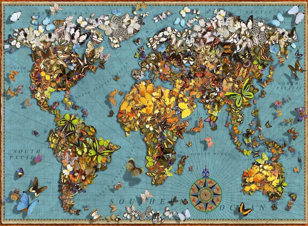 Ravensburger 500-Piece Butterfly World Jigsaw Puzzle for Adults - High-Quality World Map Puzzle for Relaxation & Home Decor