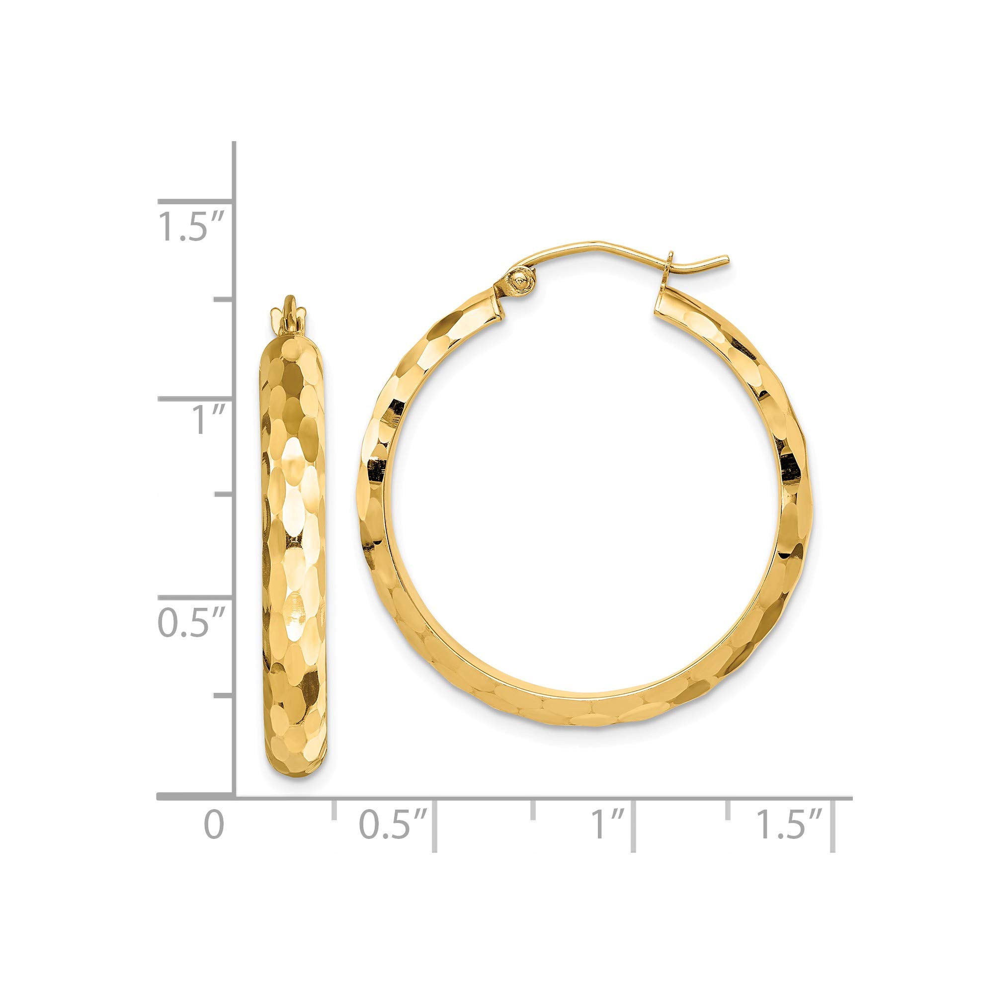 14K Diamond-Cut Hoop Earrings in Yellow Gold - Elegant Everyday Jewelry for Women, Perfect for Work, Parties & Special Occasions
