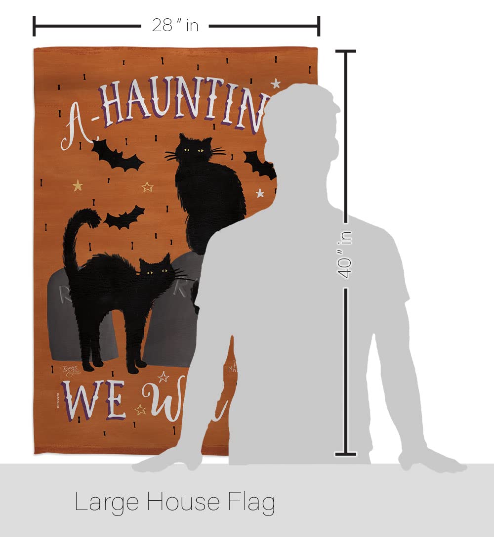 Haunting We Go Halloween House Flag 28x40