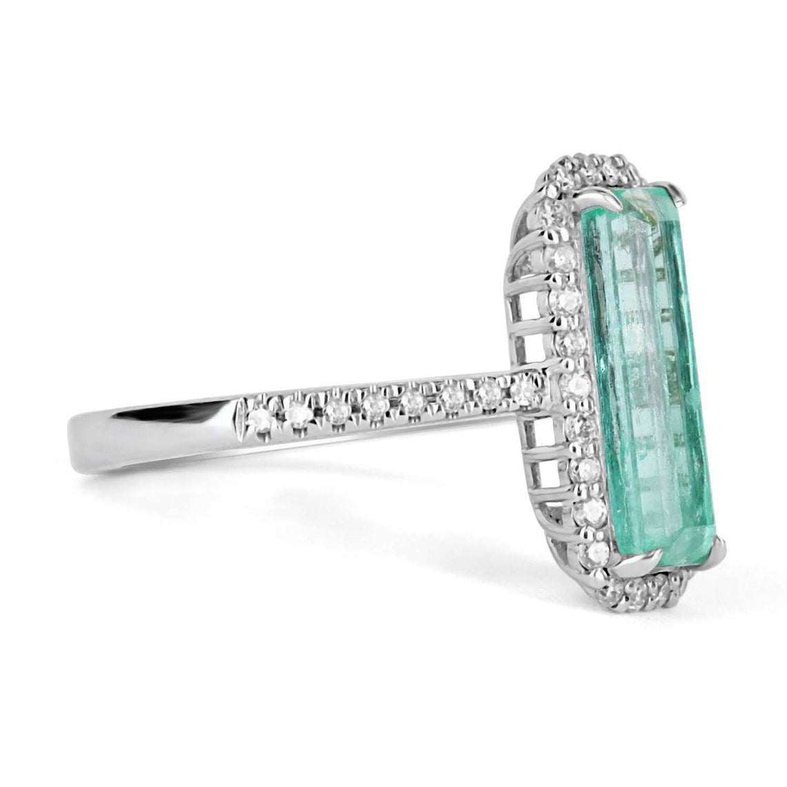 2.28tcw Natural Emerald & Diamond Halo 14K Gold Ring for Women - Elegant Elongated Rectangle Engagement Wedding Gift - Perfect for Anniversary, Proposal & Special Occasions