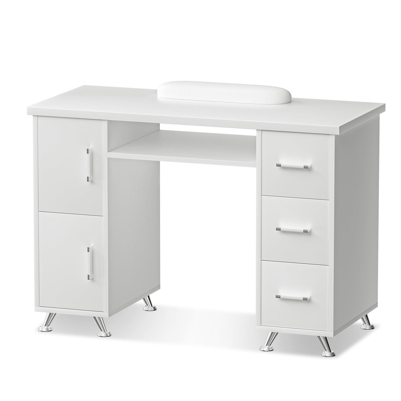 Acetone-Resistant White Nail Tech Desk - Professional Manicure Table with Wide Desktop for Salon & Home Use | Perfect for Nail Artists, DIY Enthusiasts & Spa Treatments