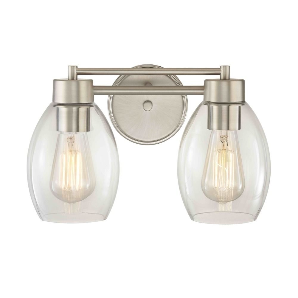 Satin Nickel Wall Mounted Bathroom Light Fixture - Modern Vanity Sconce for Bathroom, Bedroom, and Hallway Lighting