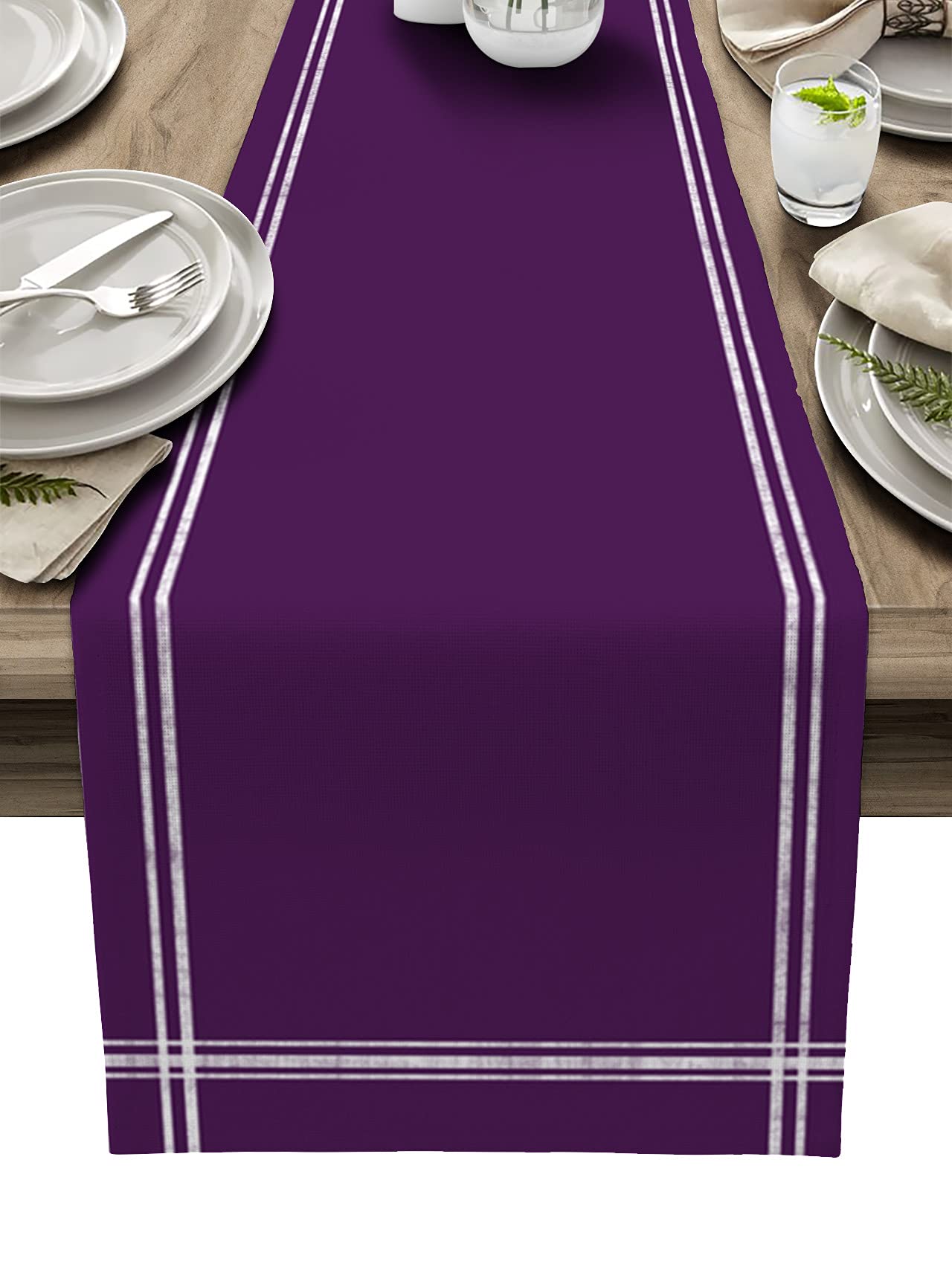Deep Purple Table Runner 13x90 Inches - Farmhouse Style Solid Color Kitchen Dining Coffee Table Scarf for Wedding, Holiday Party, Dinner Decor | Perfect for Farmhouse, Rustic & Modern Home Decor