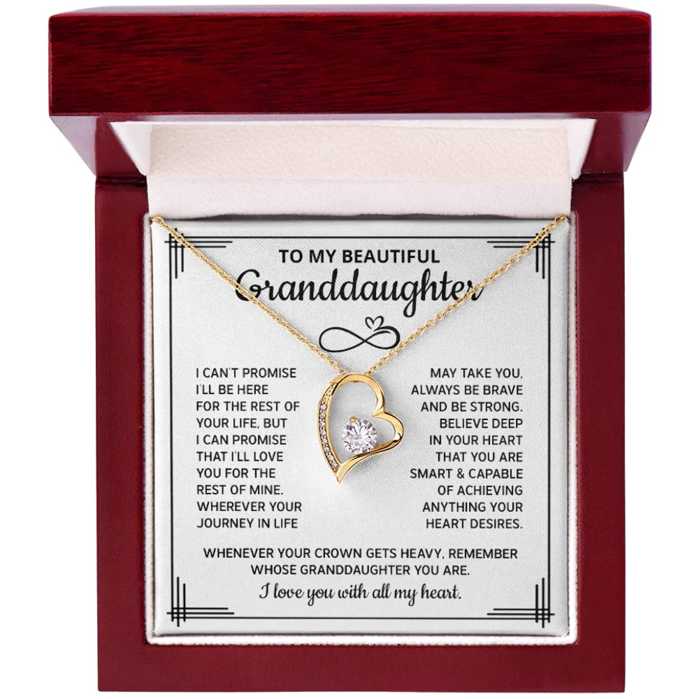 Granddaughter Necklace Gift from Grandpa - Forever Love Jewelry for Birthday, Christmas & Special Occasions - Yellow Gold Pendant in Luxury Gift Box | Perfect for Graduation, Wedding & Family Celebrations