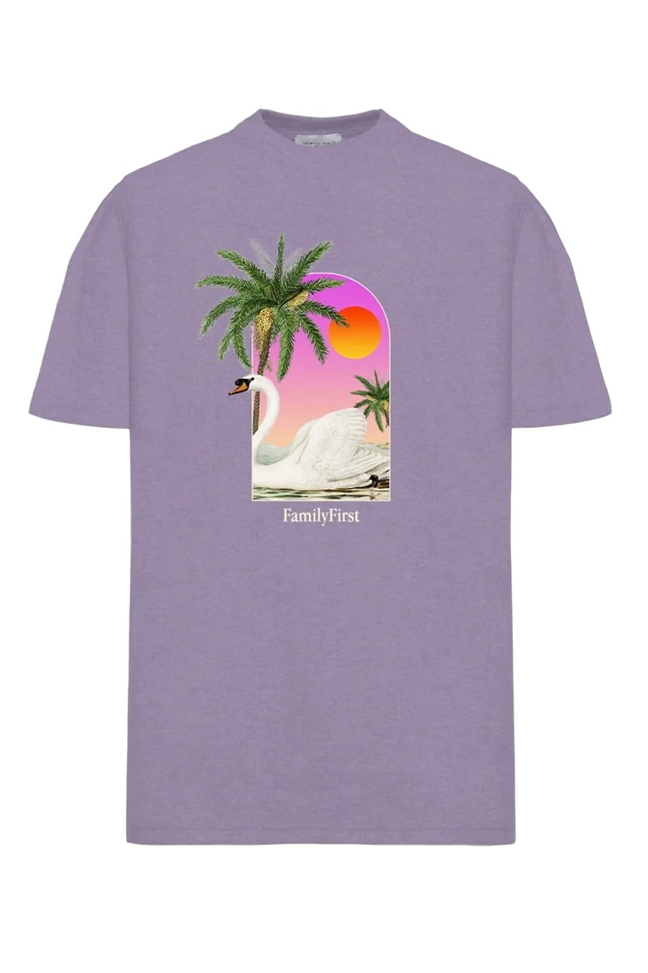 Family First TS2407 T-Shirt - Soft Cotton Swan Violet Graphic Tee for Men & Women | Casual Wear, Family Outings, Gifts