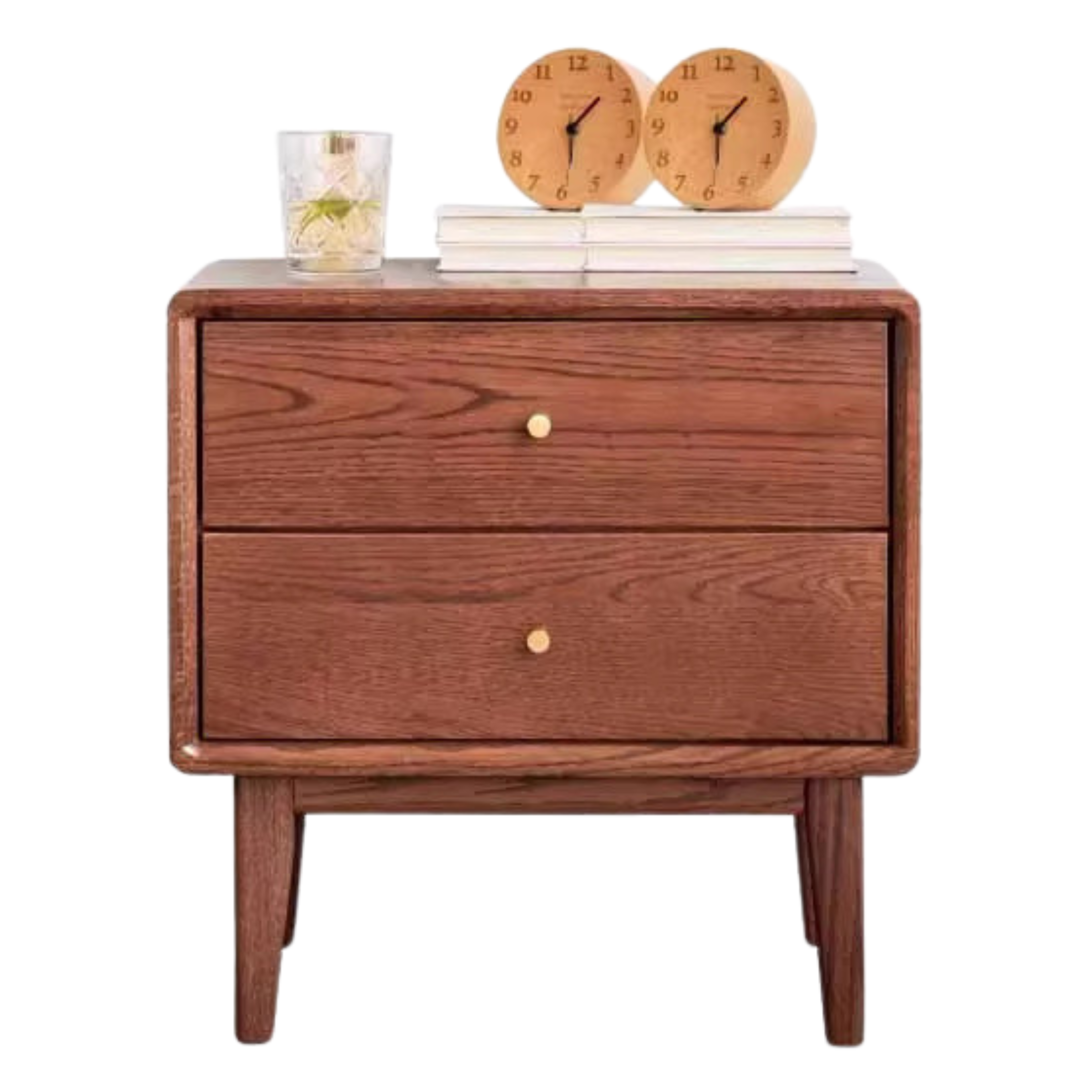 Solid Oak Wood Nightstand - Nordic Style Bedside Table for Bedroom, Living Room, or Office - Modern Minimalist Furniture with Storage Shelf