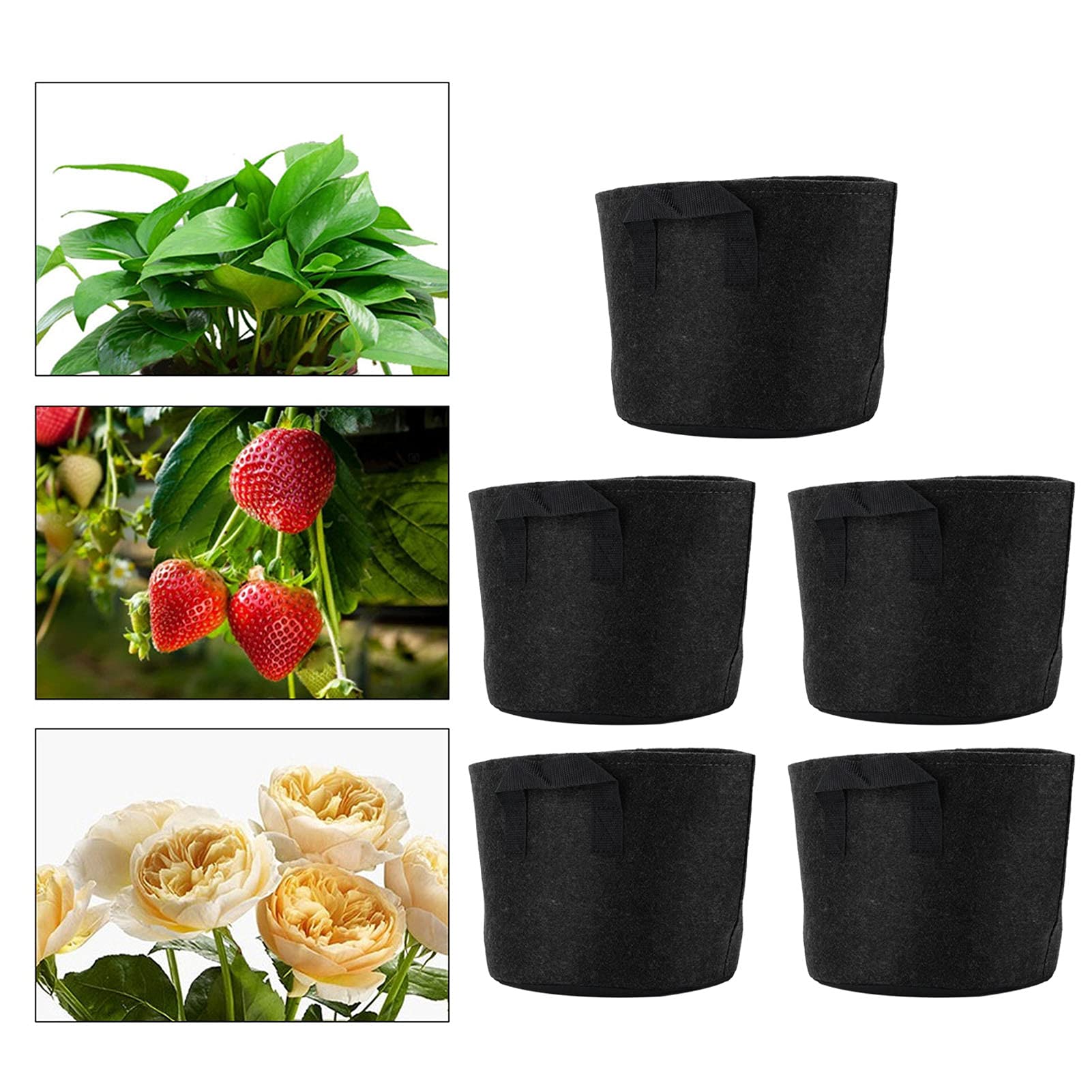 BTIHCEUOT 3 Gallon Grow Bags - Lightweight Plant Planter Pots for Garden, Balcony, Greenhouse & Outdoor Use (Black) | Perfect for Vegetables, Herbs, Flowers & Container Gardening