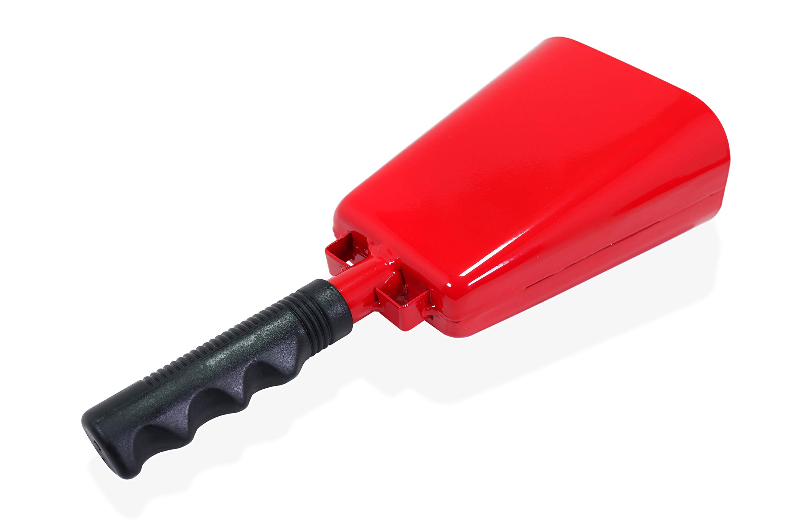 11 Inch Red Cowbell Noisemaker with Plastic Handle & Zinc Alloy Clapper - Loud Sporting Event Accessory, Wedding Cheer Tool, Party Noise Maker - Includes Free Plastic French Horn (Perfect for Football Games, Concerts & Celebrations)