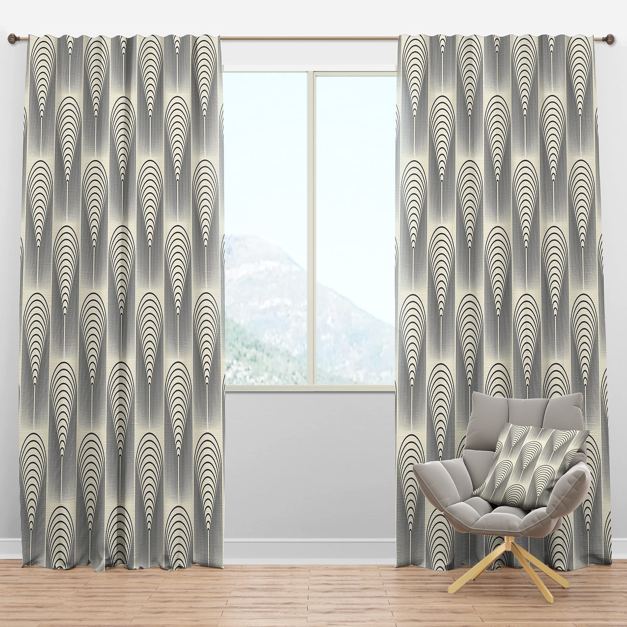 Retro Geometric Blackout Curtains - Thermal Insulated Single Panel (52x63 inches) for Bedroom & Living Room - Noise Reducing & Light Blocking Drapes for Better Sleep & Home Decor