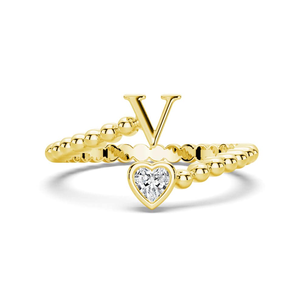 Lab Grown Diamond Personalized Initial Promise Ring for Women - Custom Engraved 14K Gold/White Gold Name Letter Ring - Perfect for Anniversaries, Engagements & Special Occasions