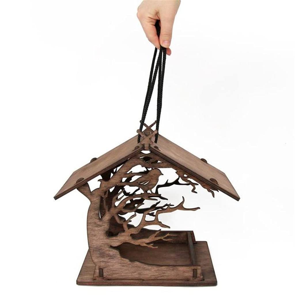Vintage Wooden Bird Feeder - Handcrafted Outdoor Birdhouse for Garden, Courtyard, Balcony & Villa Decor - Attracts Wild Birds - Perfect Garden Gift & Nature Lover's Decoration (Use in Backyards, Patios & Outdoor Spaces)