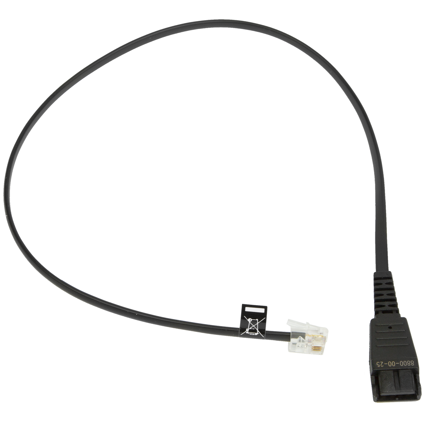 Jabra QD Cord Straight Mod Plug 0.5m 4P Connector (m+,r,r,m) - Replacement Cable for Headsets, Office & Call Center Use