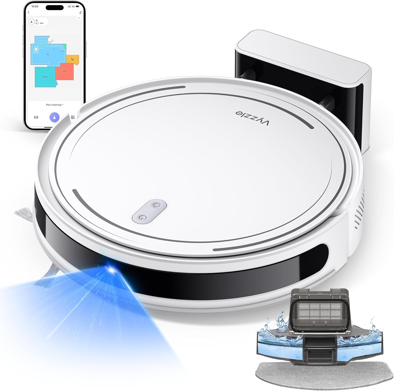 Vyzzle 5000Pa Robot Vacuum & Mop - 3-in-1 Lidar Navigation with App Control for Pet Hair & Carpets - Perfect for Hard Floors & Smart Homes