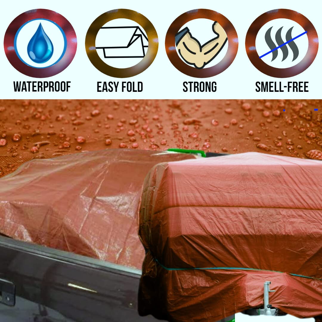 Heavy-Duty Waterproof 30' x 50' Brown Poly Tarpaulin with Reinforced Grommets - UV Resistant Multi-Purpose Tarp for Pool Cover, Boat, Camping, Canopy & Outdoor Protection - All-Weather Shelter Solution