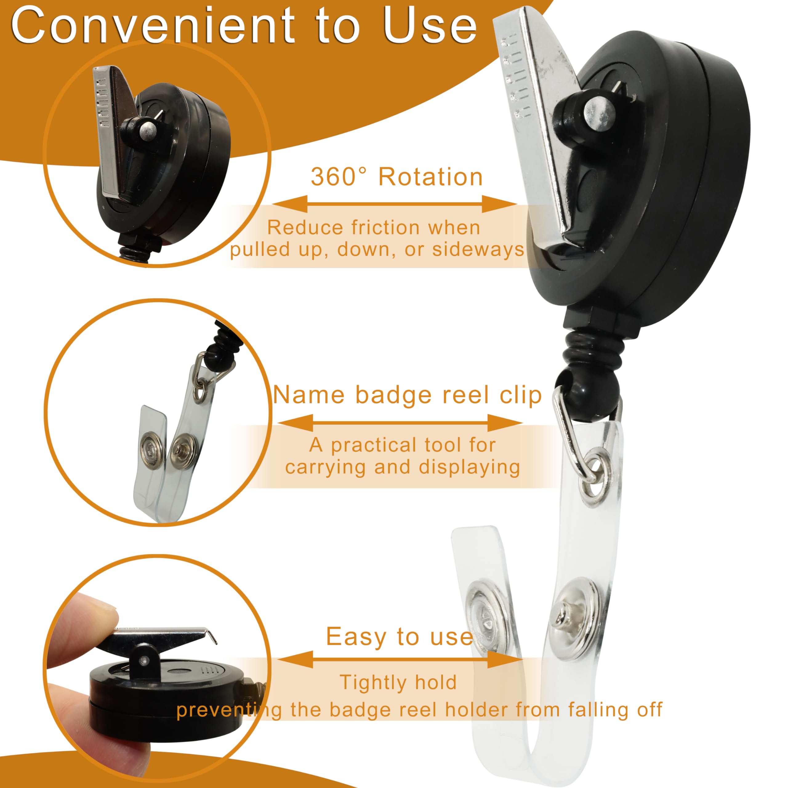 Retractable Badge Reel with Clip & Key Ring - 2 Pack ID Badge Holder for Work, Security, Events & Conventions - Durable Lanyard Accessory for Nurses, Teachers & Office Professionals