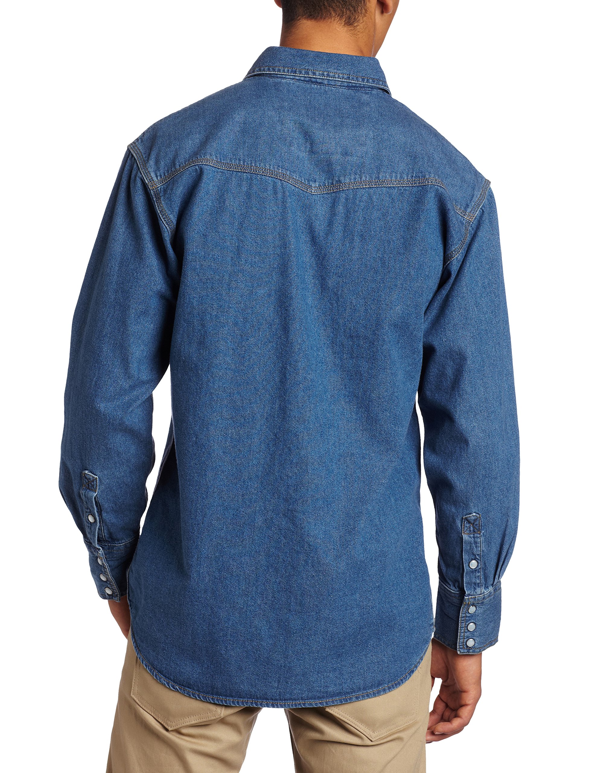 Men's Denim Pearl Snap Western Shirt - Lightweight Durable Work Wear for Cowboys & Ranchers