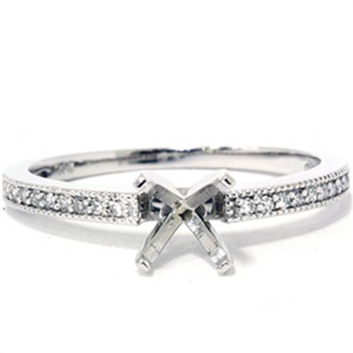 1/10 Ct Diamond Engagement Semi Mount Ring - 14K White Gold Wedding Band for Women, Perfect for Proposals, Anniversaries & Bridal Jewelry Gifts